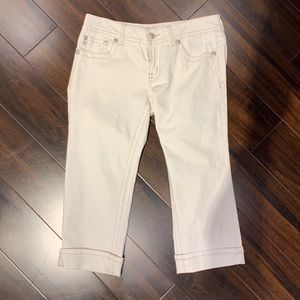 White Capri Cuffed Jeans
